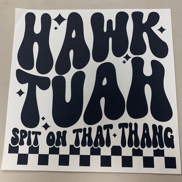 Set of 4 Hawk Tuah Spit On That Thang Black Heat Transfer Vinyl HTV for Shirts - Picture 3 of 3